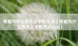 电脑为什么连不上手机热点（电脑为什么连不上手机热点win10）